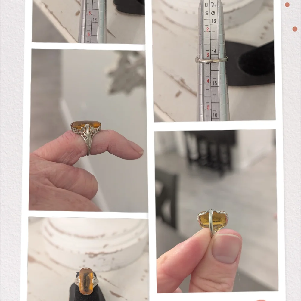 🗝️ Antique Edwardian Citrine Ring | c.1880s–1900s | 10k–14k Gold Filigree - Picture 2 of 15